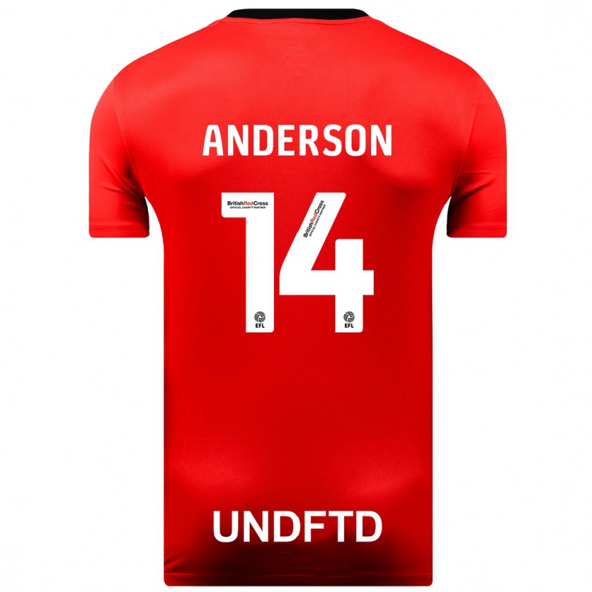 Kids Football Keshi Anderson #14 Red Away Jersey 2023/24 T-Shirt Canada