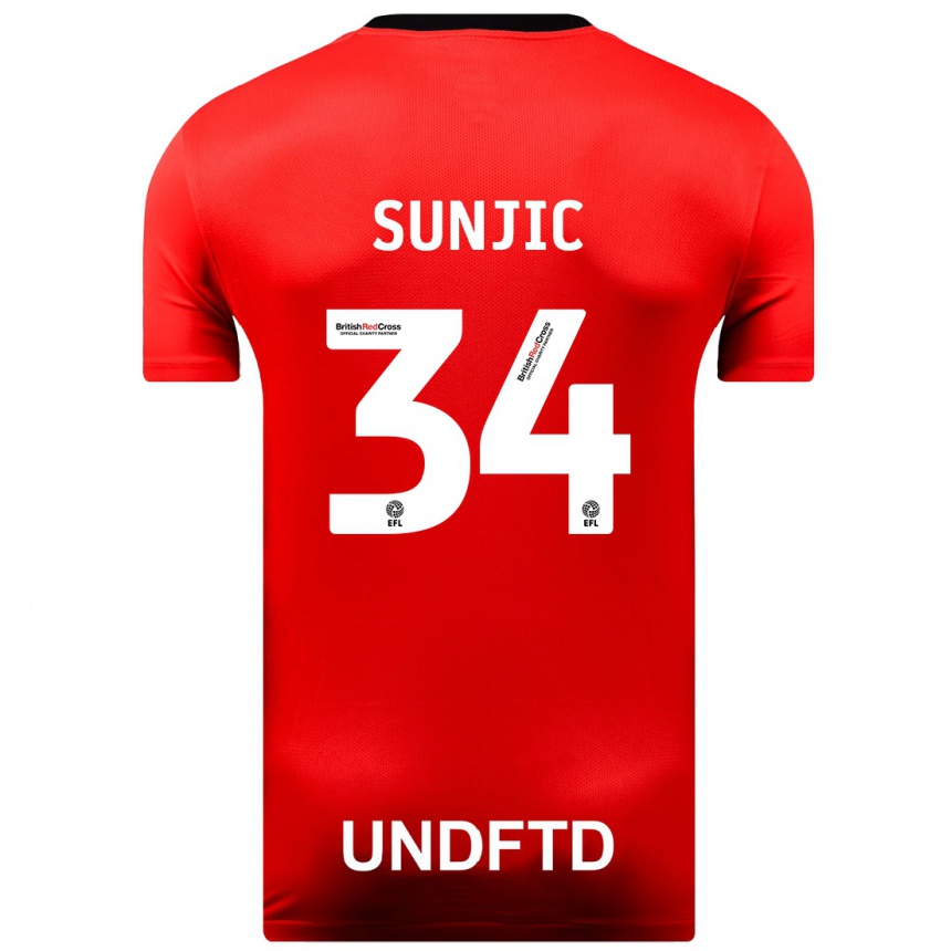 Kids Football Ivan Sunjic #34 Red Away Jersey 2023/24 T-Shirt Canada