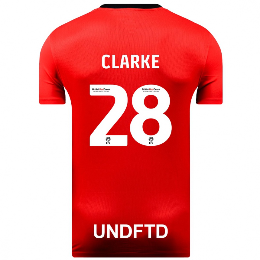 Kids Football Charlotte Clarke #28 Red Away Jersey 2023/24 T-Shirt Canada