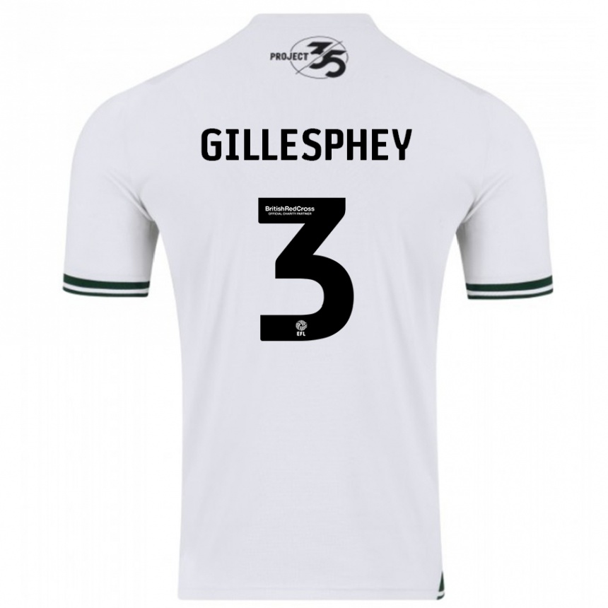 Kids Football Macaulay Gillesphey #3 White Away Jersey 2023/24 T-Shirt Canada