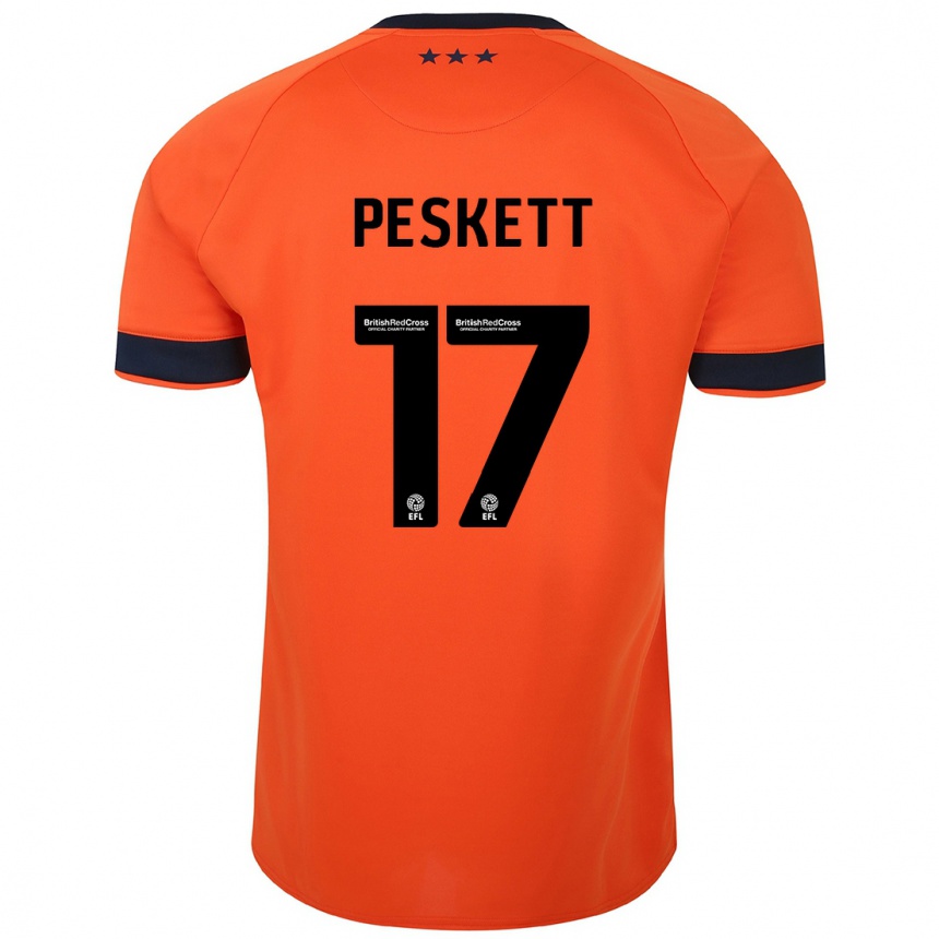 Kids Football Sophie Peskett #17 Orange Away Jersey 2023/24 T-Shirt Canada