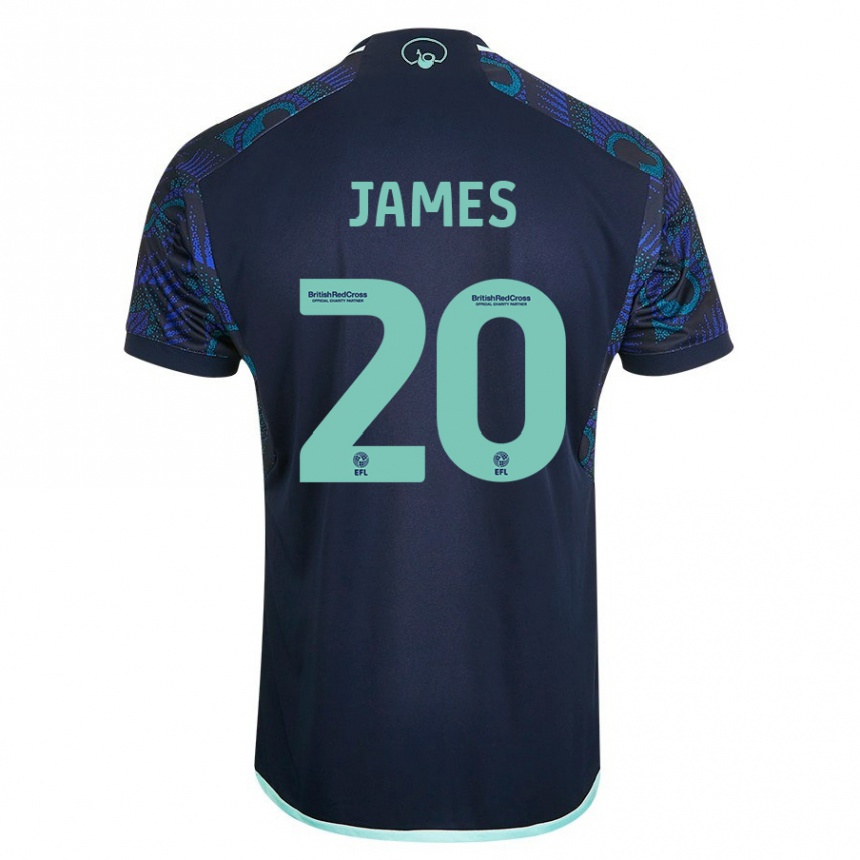 Kids Football Daniel James #20 Blue Away Jersey 2023/24 T-Shirt Canada