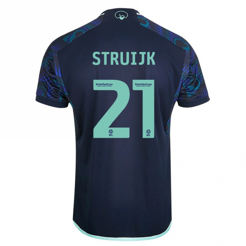 Kids Football Pascal Struijk #21 Blue Away Jersey 2023/24 T-Shirt Canada