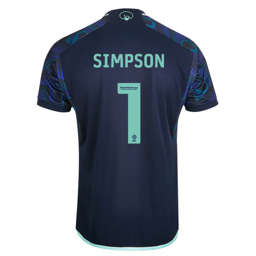 Kids Football Carrie Simpson #1 Blue Away Jersey 2023/24 T-Shirt Canada