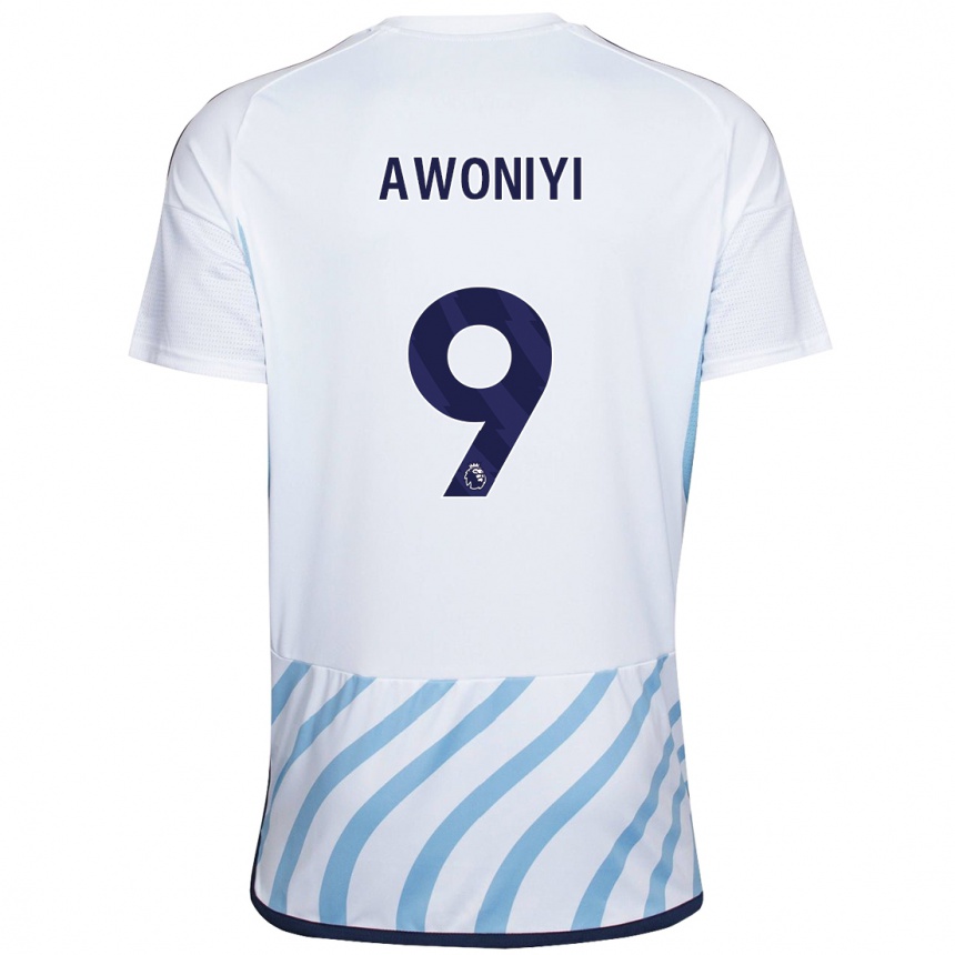 Kids Football Taiwo Awoniyi #9 White Blue Away Jersey 2023/24 T-Shirt Canada