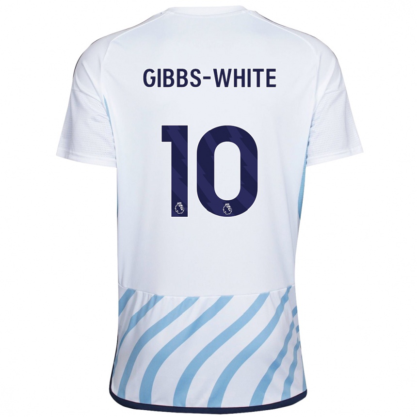 Enfant Football Maillot Morgan Gibbs-White #10 Blanc Bleu Tenues Extérieur 2023/24 Canada