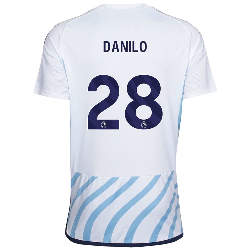 Kids Football Danilo #28 White Blue Away Jersey 2023/24 T-Shirt Canada