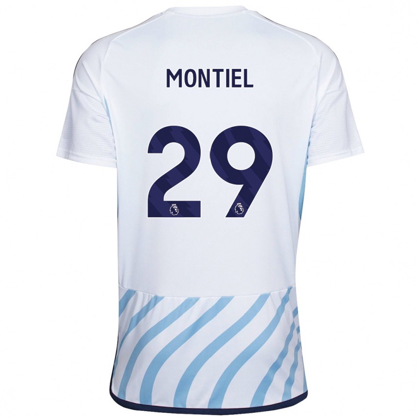 Kids Football Gonzalo Montiel #29 White Blue Away Jersey 2023/24 T-Shirt Canada