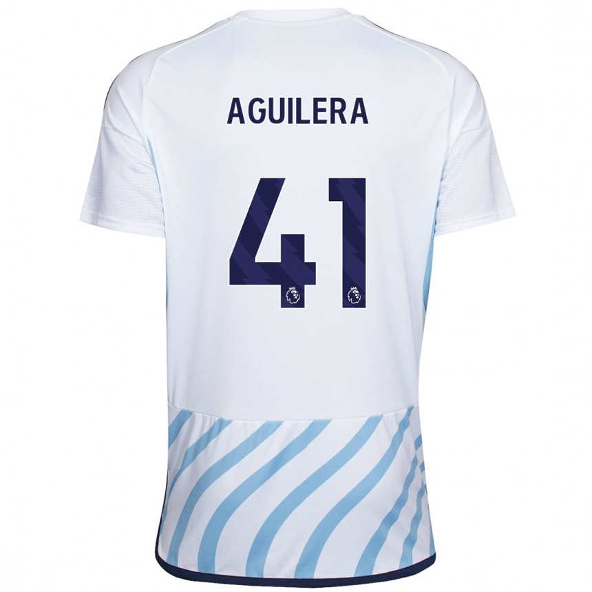 Kids Football Brandon Aguilera #41 White Blue Away Jersey 2023/24 T-Shirt Canada