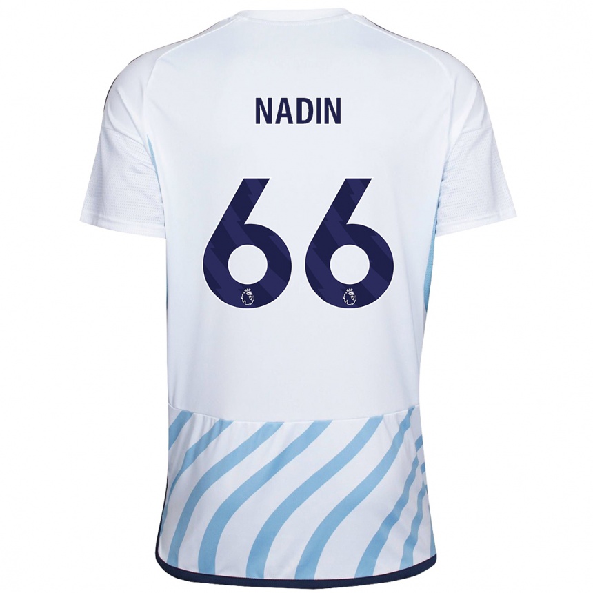 Kids Football Jack Nadin #66 White Blue Away Jersey 2023/24 T-Shirt Canada