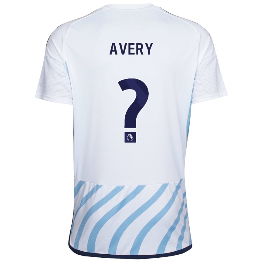 Kids Football Theo Avery #0 White Blue Away Jersey 2023/24 T-Shirt Canada