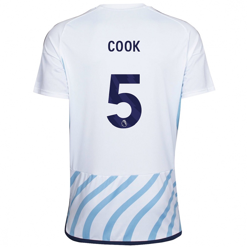 Kids Football Olivia Cook #5 White Blue Away Jersey 2023/24 T-Shirt Canada