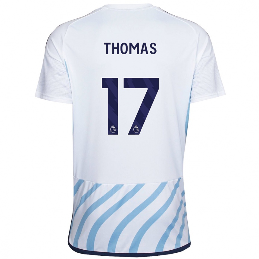 Enfant Football Maillot Freya Thomas #17 Blanc Bleu Tenues Extérieur 2023/24 Canada