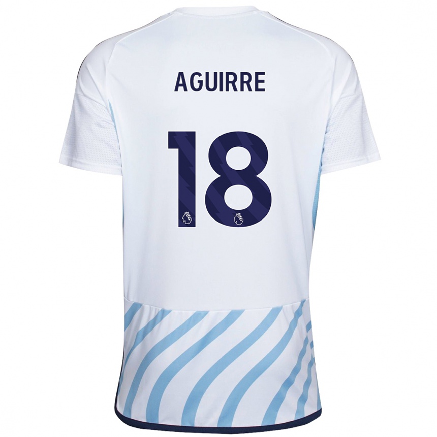 Kids Football Aja Aguirre #18 White Blue Away Jersey 2023/24 T-Shirt Canada