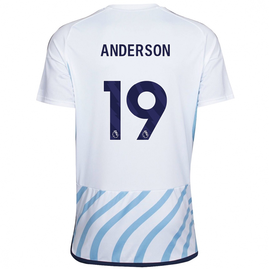 Kids Football Becky Anderson #19 White Blue Away Jersey 2023/24 T-Shirt Canada