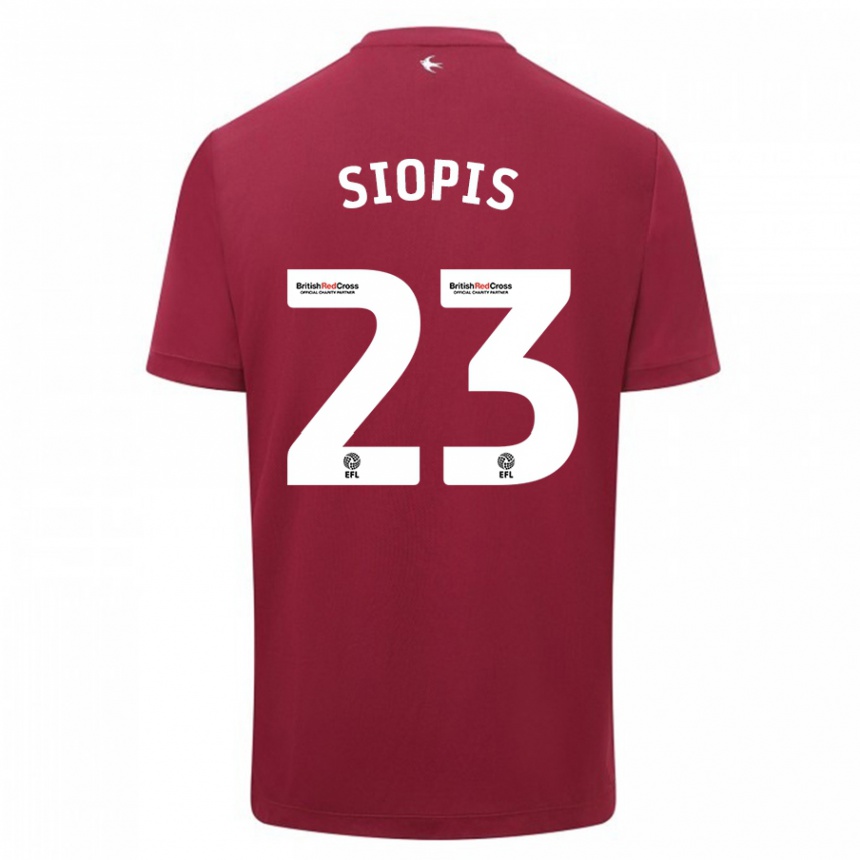 Kids Football Manolis Siopis #23 Red Away Jersey 2023/24 T-Shirt Canada