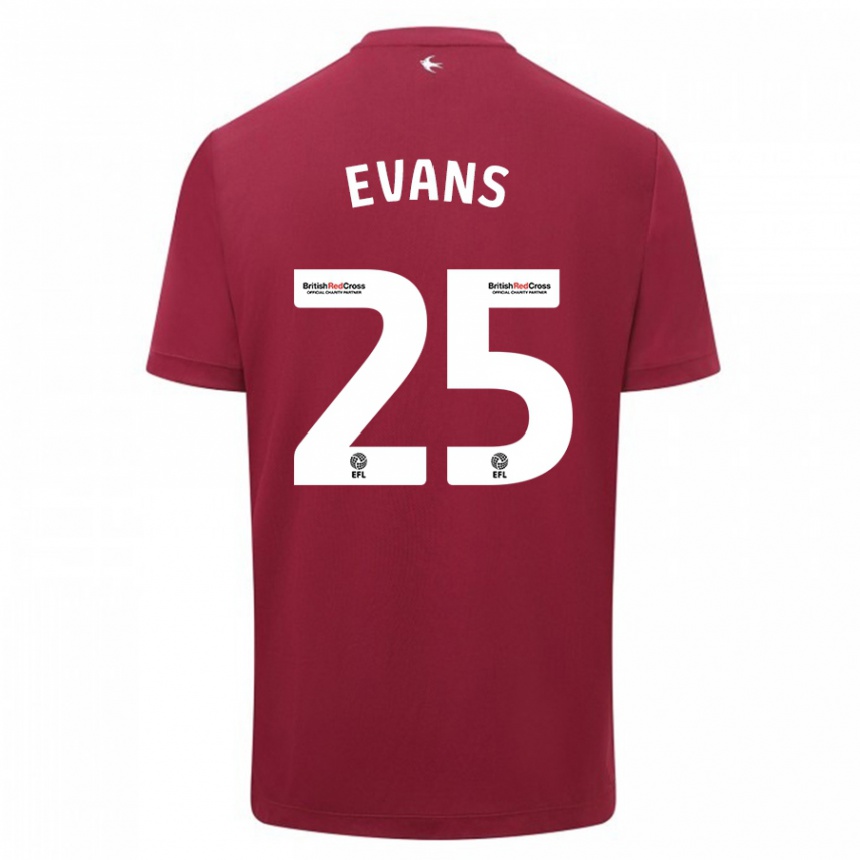 Kids Football Kieron Evans #25 Red Away Jersey 2023/24 T-Shirt Canada