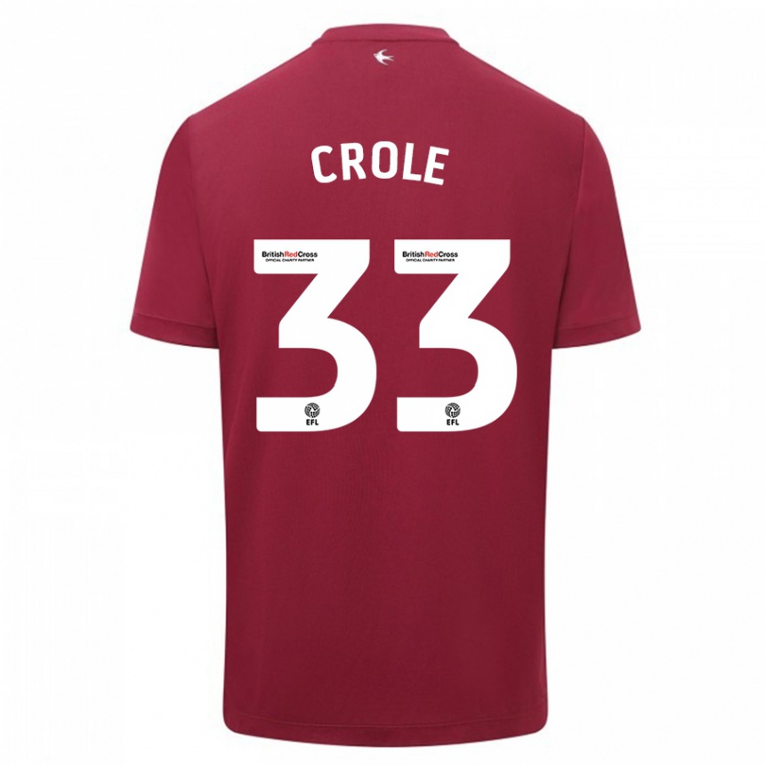 Kids Football James Crole #33 Red Away Jersey 2023/24 T-Shirt Canada