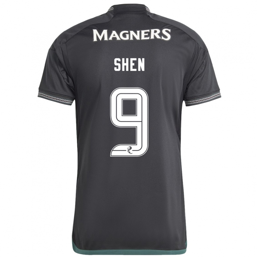 Kids Football Shen Mengyu #9 Black Away Jersey 2023/24 T-Shirt Canada