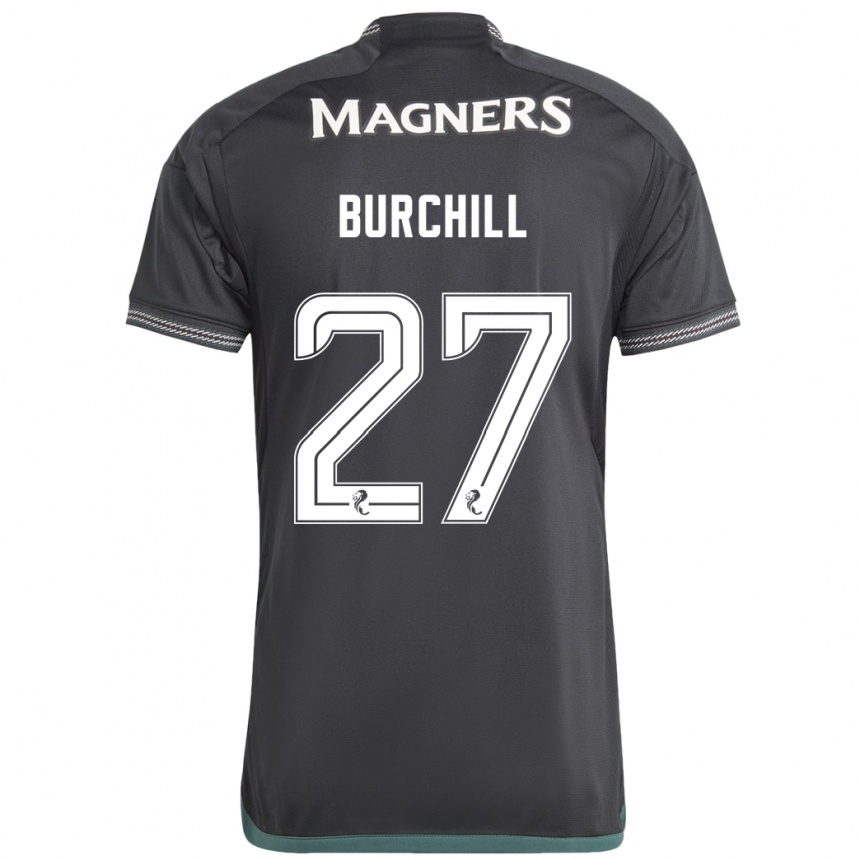 Kids Football Tiree Burchill #27 Black Away Jersey 2023/24 T-Shirt Canada