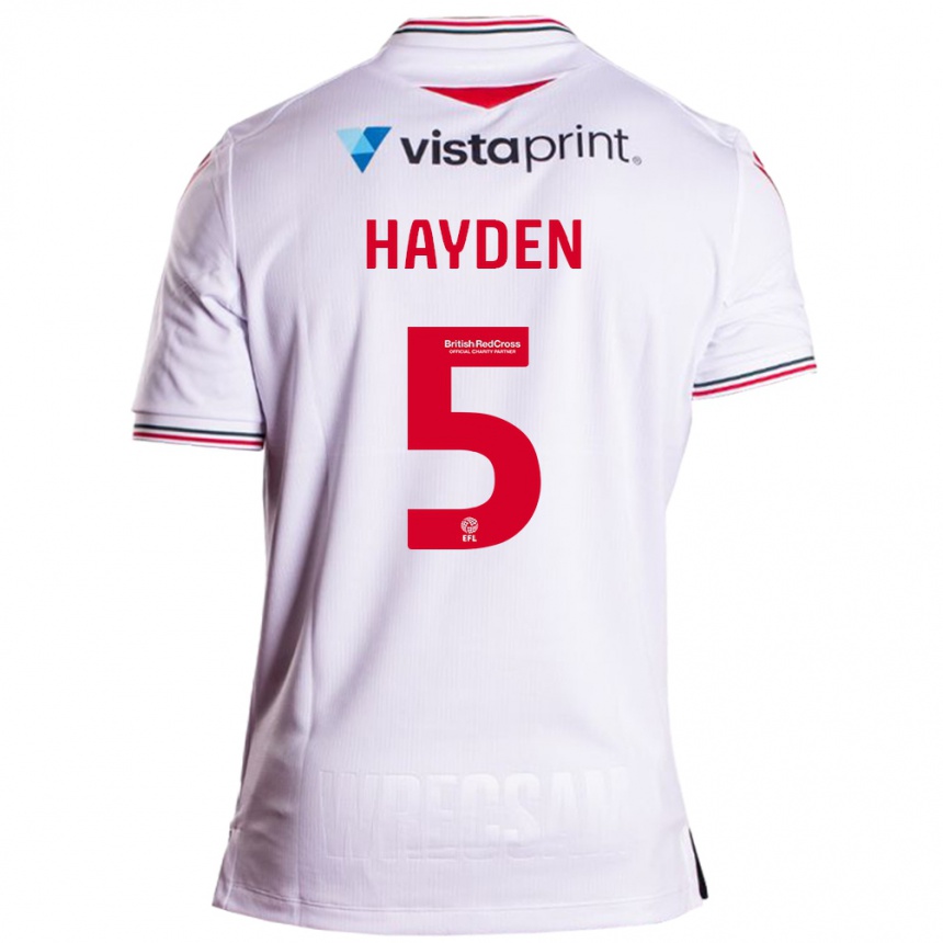 Kids Football Aaron Hayden #5 White Away Jersey 2023/24 T-Shirt Canada