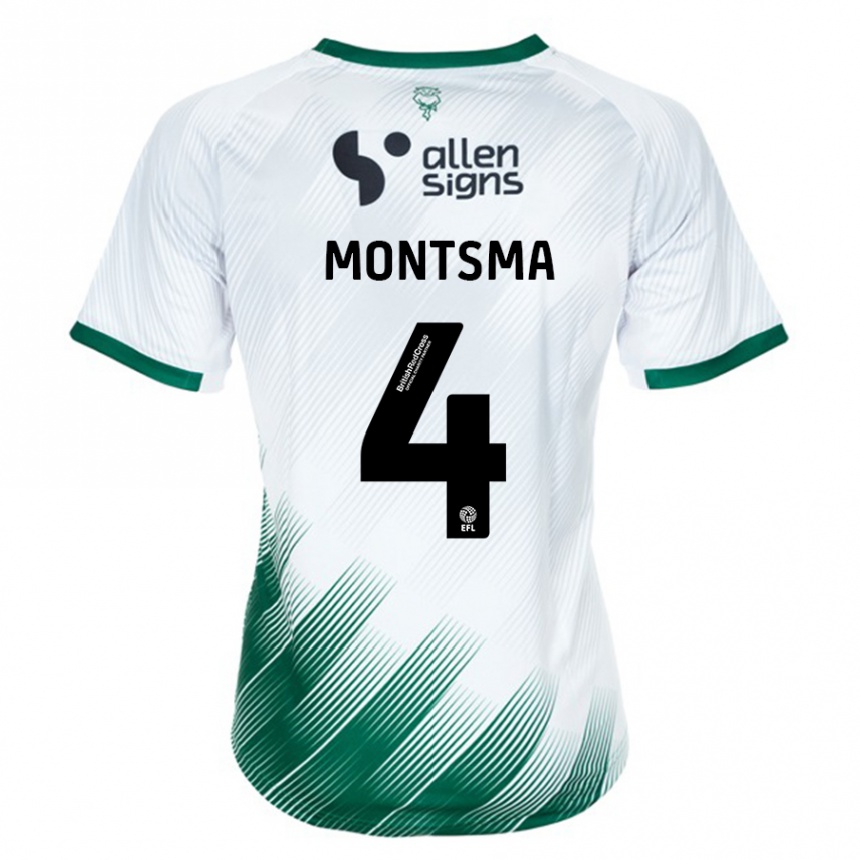 Kids Football Lewis Montsma #4 White Away Jersey 2023/24 T-Shirt Canada