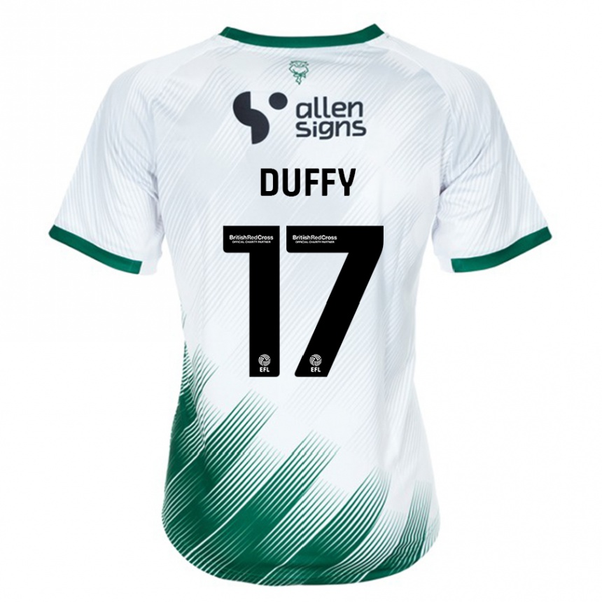 Kids Football Dylan Duffy #17 White Away Jersey 2023/24 T-Shirt Canada