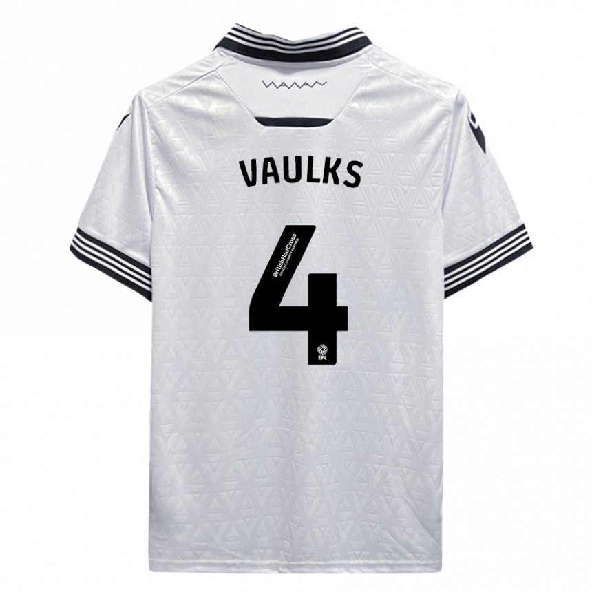 Kids Football Will Vaulks #4 White Away Jersey 2023/24 T-Shirt Canada