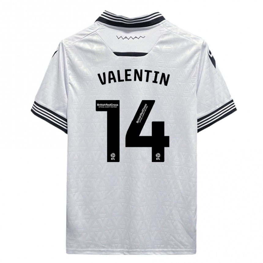 Kids Football Pol Valentín #14 White Away Jersey 2023/24 T-Shirt Canada