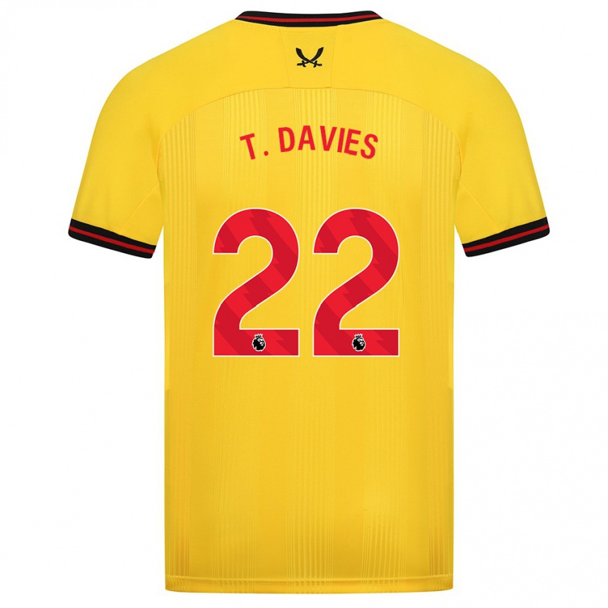 Kids Football Tom Davies #22 Yellow Away Jersey 2023/24 T-Shirt Canada