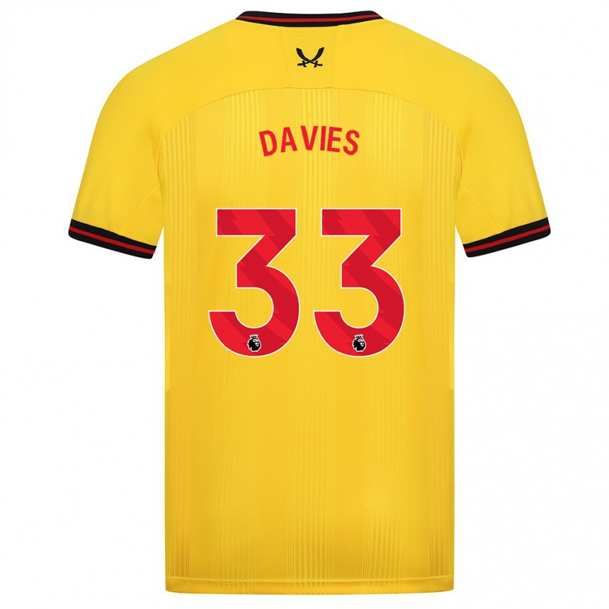 Kids Football Bethan Davies #33 Yellow Away Jersey 2023/24 T-Shirt Canada