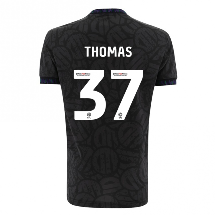 Kids Football Olly Thomas #37 Black Away Jersey 2023/24 T-Shirt Canada