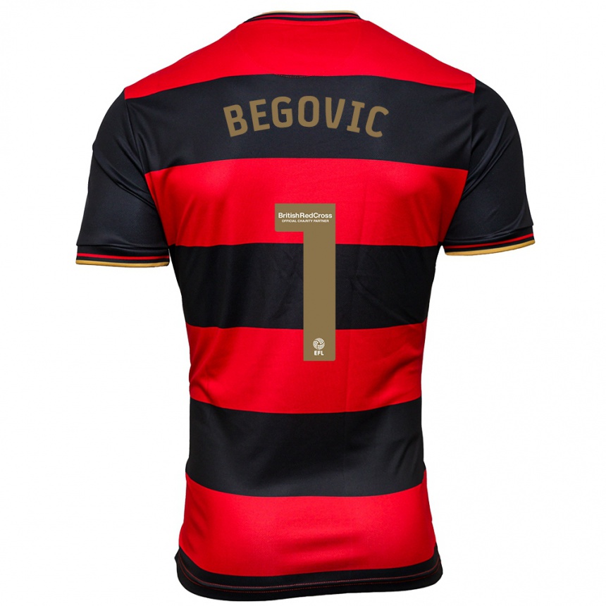 Kids Football Asmir Begovic #1 Black Red Away Jersey 2023/24 T-Shirt Canada