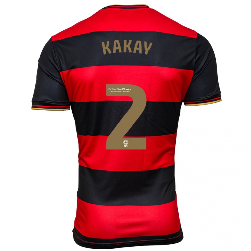 Kids Football Osman Kakay #2 Black Red Away Jersey 2023/24 T-Shirt Canada