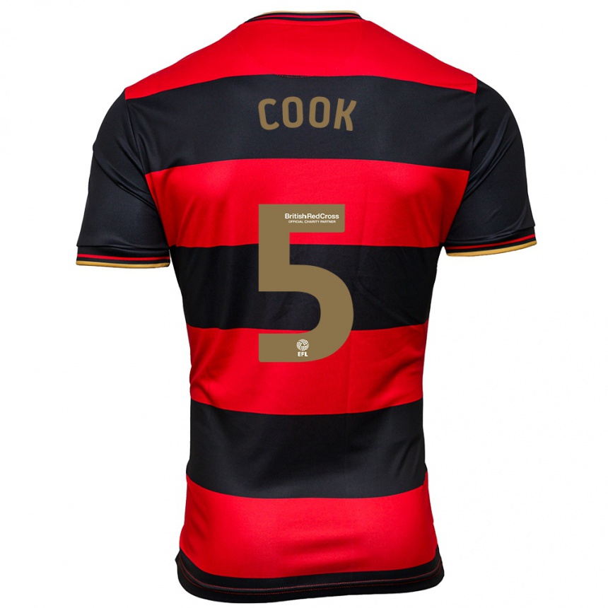 Kids Football Steve Cook #5 Black Red Away Jersey 2023/24 T-Shirt Canada