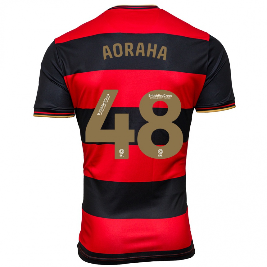 Kids Football Alexander Aoraha #48 Black Red Away Jersey 2023/24 T-Shirt Canada