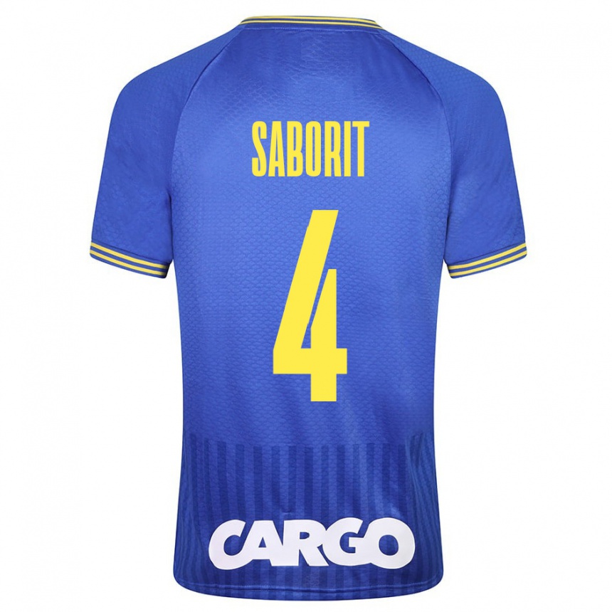 Kids Football Enric Saborit #4 Blue Away Jersey 2023/24 T-Shirt Canada