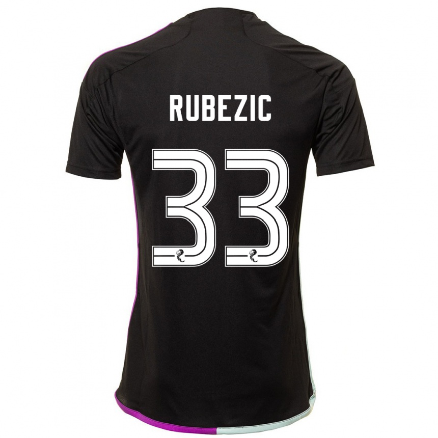 Kids Football Slobodan Rubezic #33 Black Away Jersey 2023/24 T-Shirt Canada