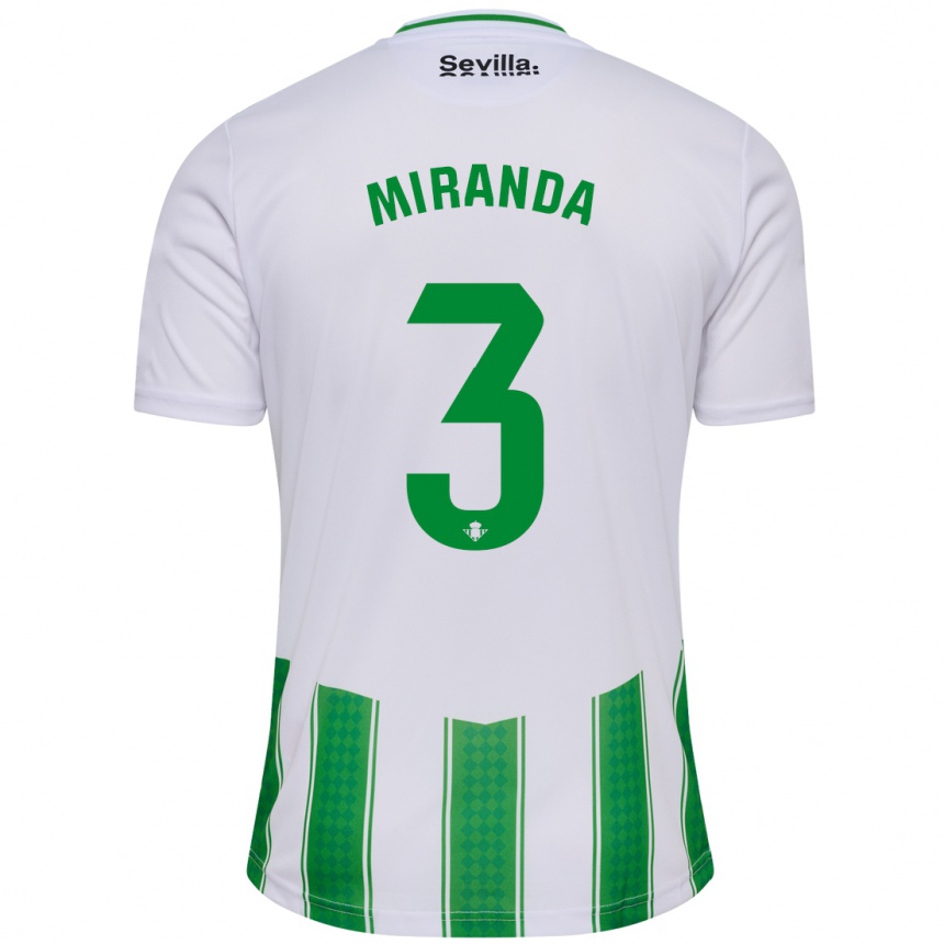 Men Football Juan Miranda #3 White Home Jersey 2023/24 T-Shirt Canada