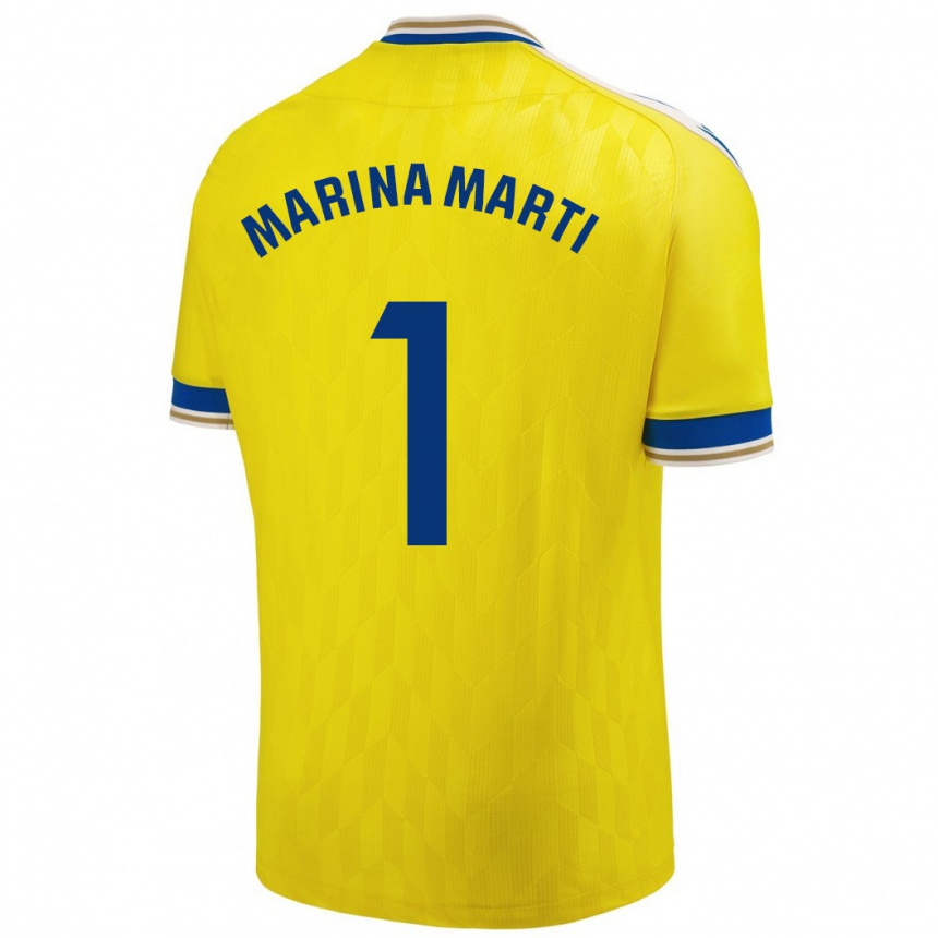 Men Football Marina Martí #1 Yellow Home Jersey 2023/24 T-Shirt Canada