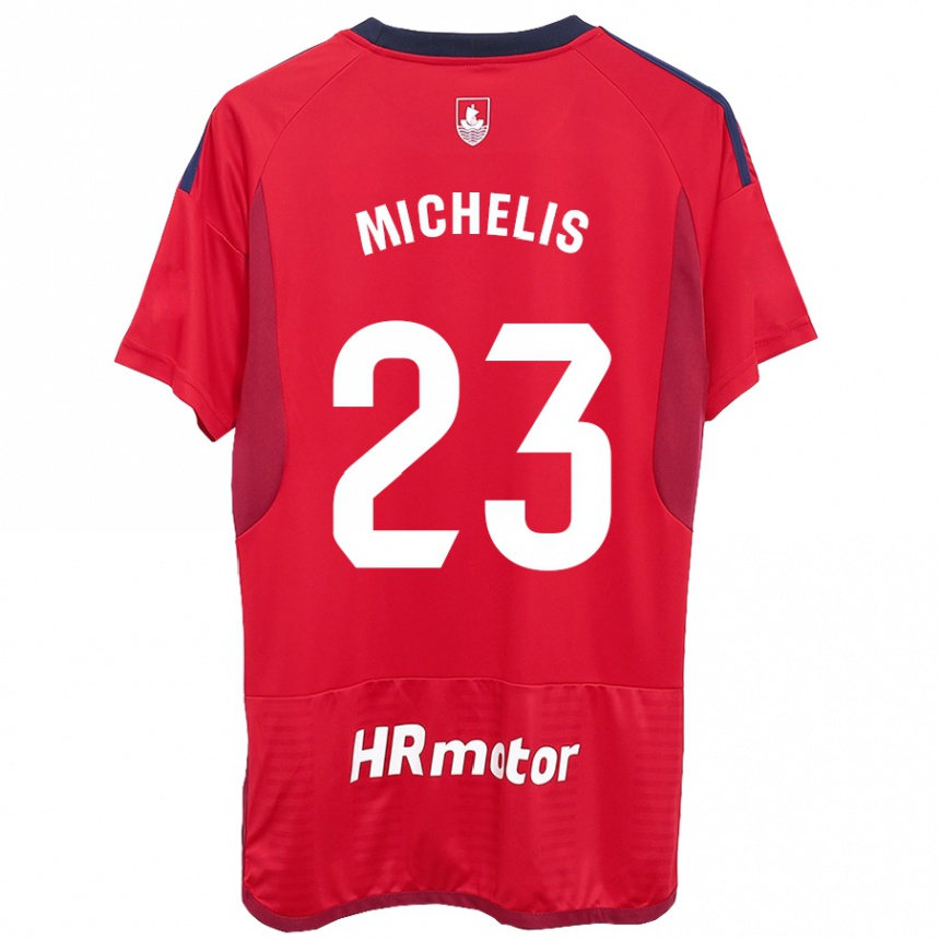 Men Football Nikolaos Michelis #23 Red Home Jersey 2023/24 T-Shirt Canada