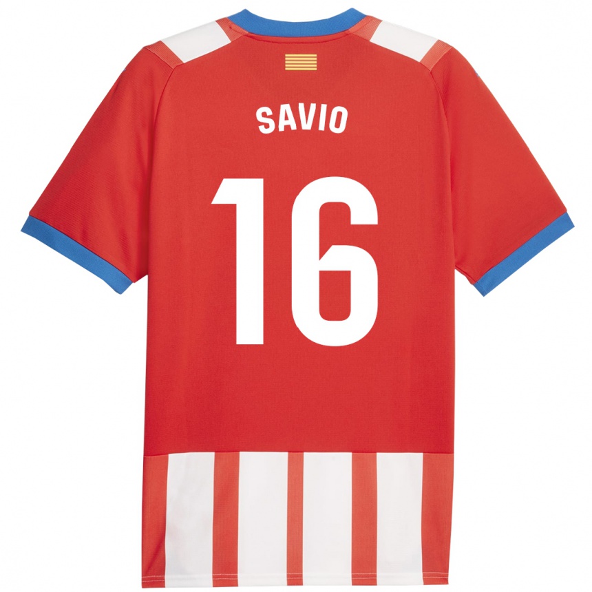 Men Football Savio #16 Red White Home Jersey 2023/24 T-Shirt Canada