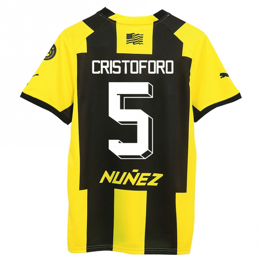 Homme Football Maillot Sebastián Cristóforo #5 Jaune Noir Tenues Domicile 2023/24 Canada