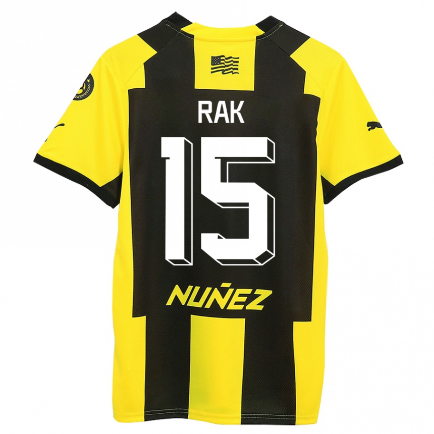 Men Football Yonatthan Rak #15 Yellow Black Home Jersey 2023/24 T-Shirt Canada