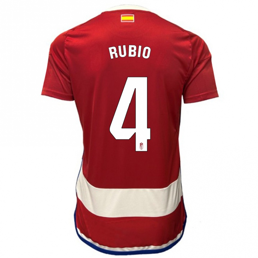 Men Football Miguel Rubio #4 Red Home Jersey 2023/24 T-Shirt Canada