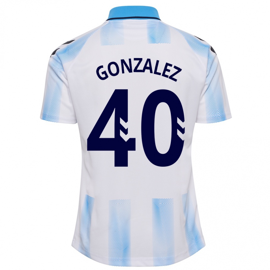 Men Football Carol González #40 White Blue Home Jersey 2023/24 T-Shirt Canada