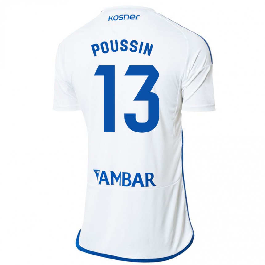 Men Football Gaëtan Poussin #13 White Home Jersey 2023/24 T-Shirt Canada