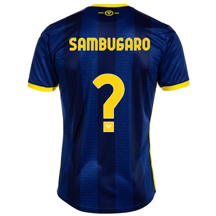 Men Football Mattia Sambugaro #0 Navy Home Jersey 2023/24 T-Shirt Canada