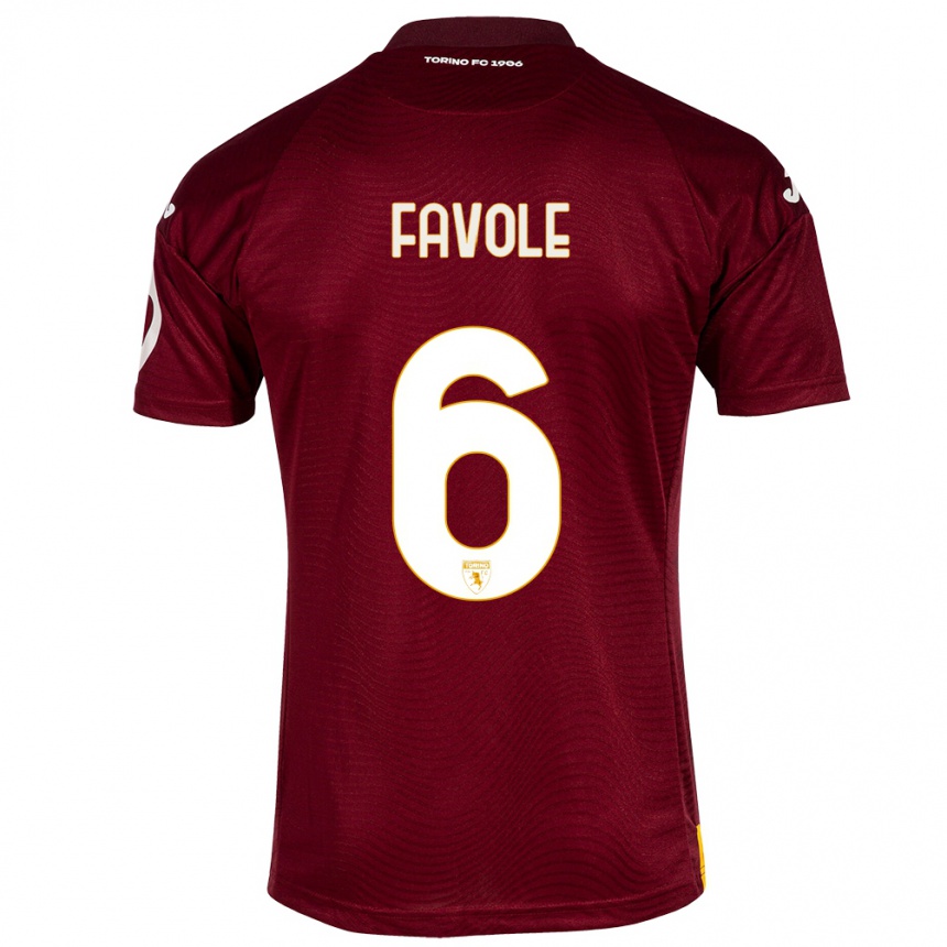 Men Football Stefania Favole #6 Dark Red Home Jersey 2023/24 T-Shirt Canada