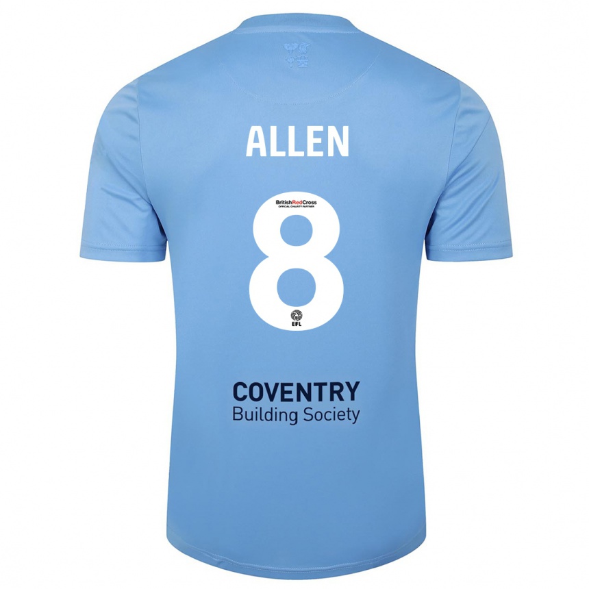 Men Football Jamie Allen #8 Sky Blue Home Jersey 2023/24 T-Shirt Canada